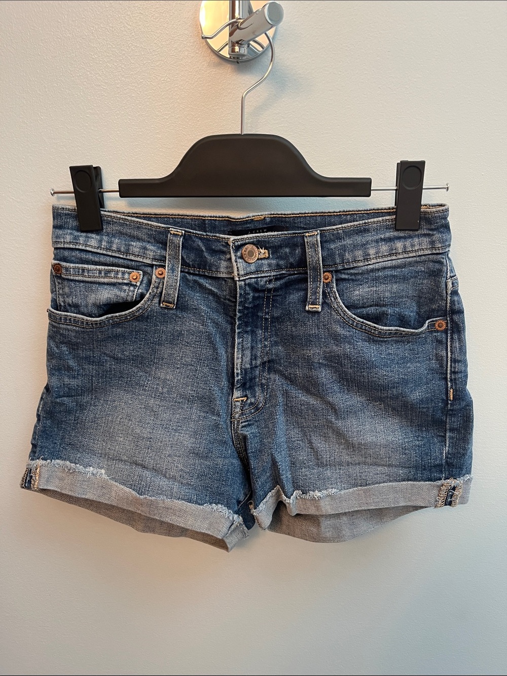 J. Crew Mercantile Rolled Cuff Denim Shorts in Blue